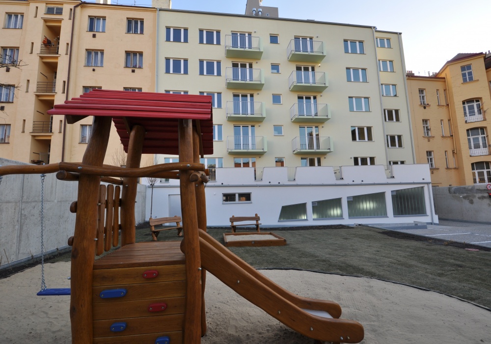 Courtyard with a playground