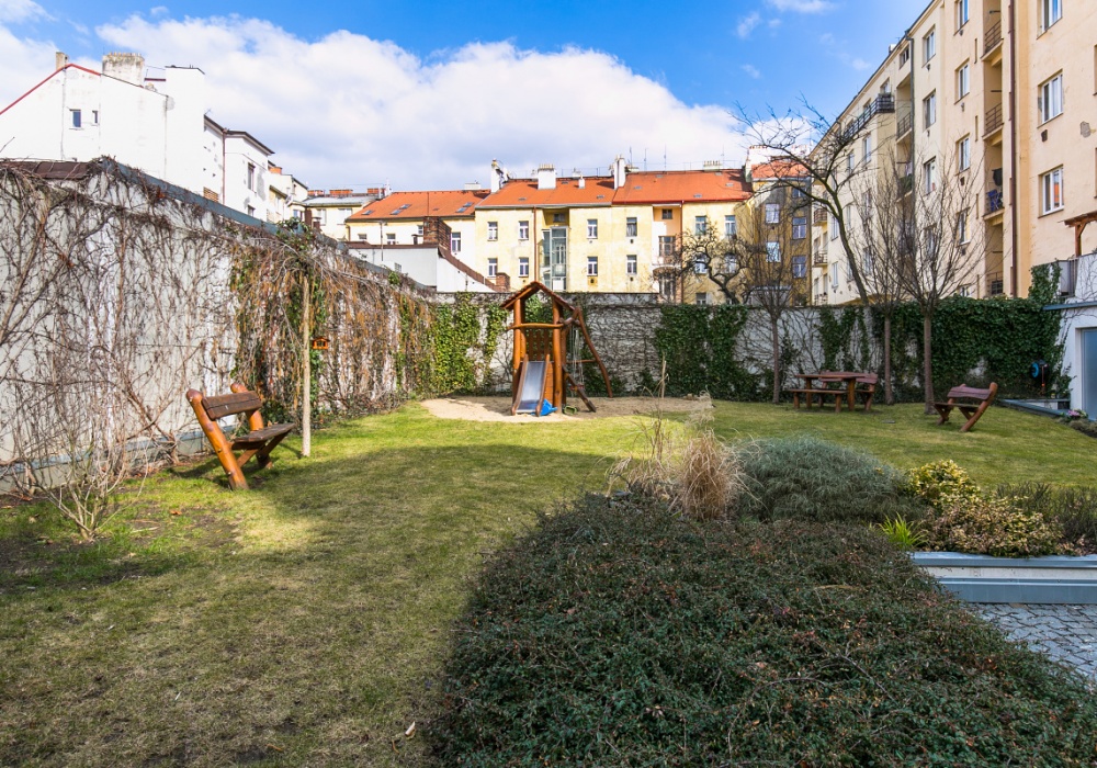 Courtyard with a playground